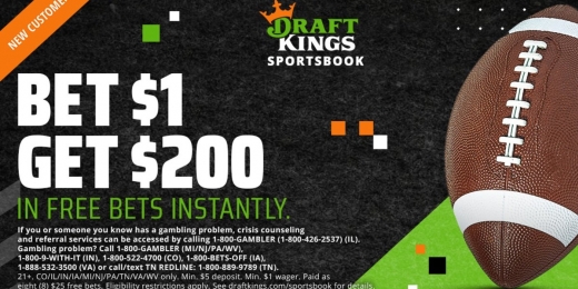 DraftKings dá início à NCAA, NFL Com Aposta $1, Ganhe $200 Promo
