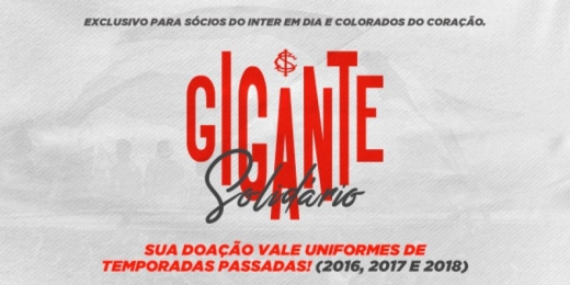 Inter promove campanha 'Gigante Solidário' para arrecadar cestas básicas em troca de uniformes