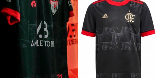 Torcida do Flamengo brinca com semelhança entre uniforme do clube de 2021 e o novo do Atlético-GO